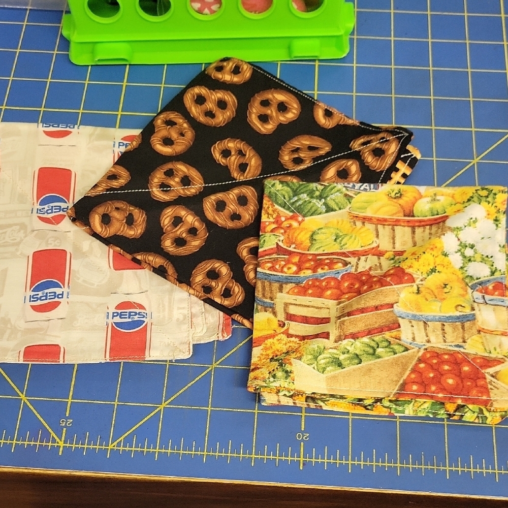 La Ti Da Handmade Creations Lot of 3 Cloth 12" Napkins Variety Prints